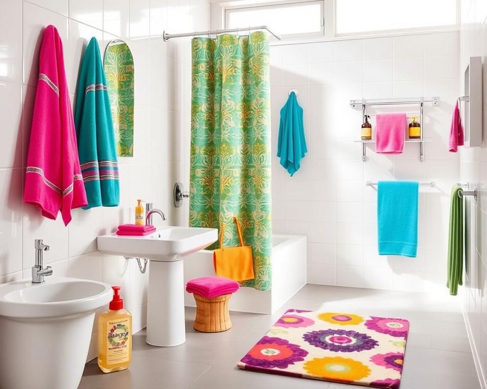 Colorful bathroom accessories