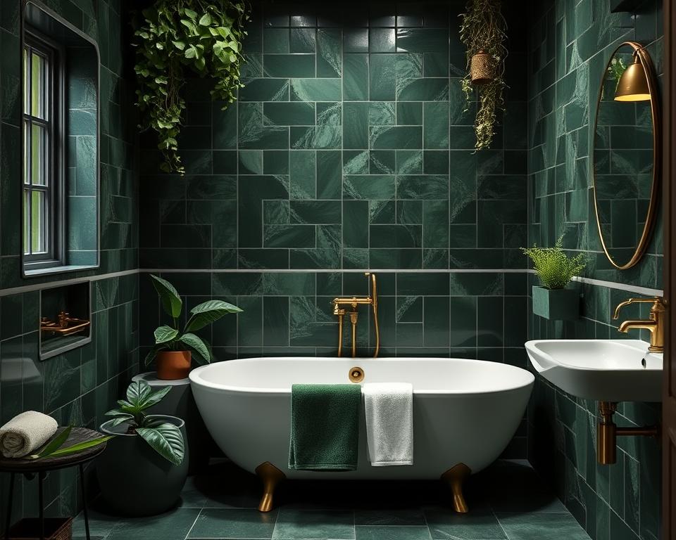 bathroom decor dark green