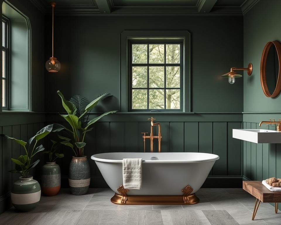 bathroom decor dark green