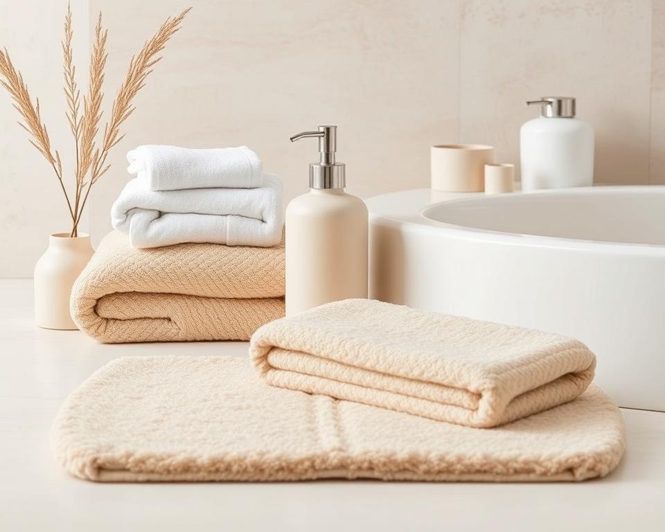 beige bathroom accessories