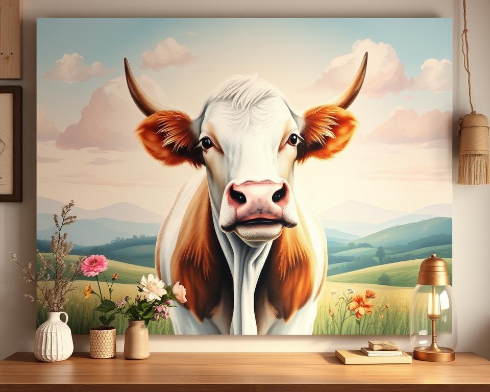 cow wall art focal point