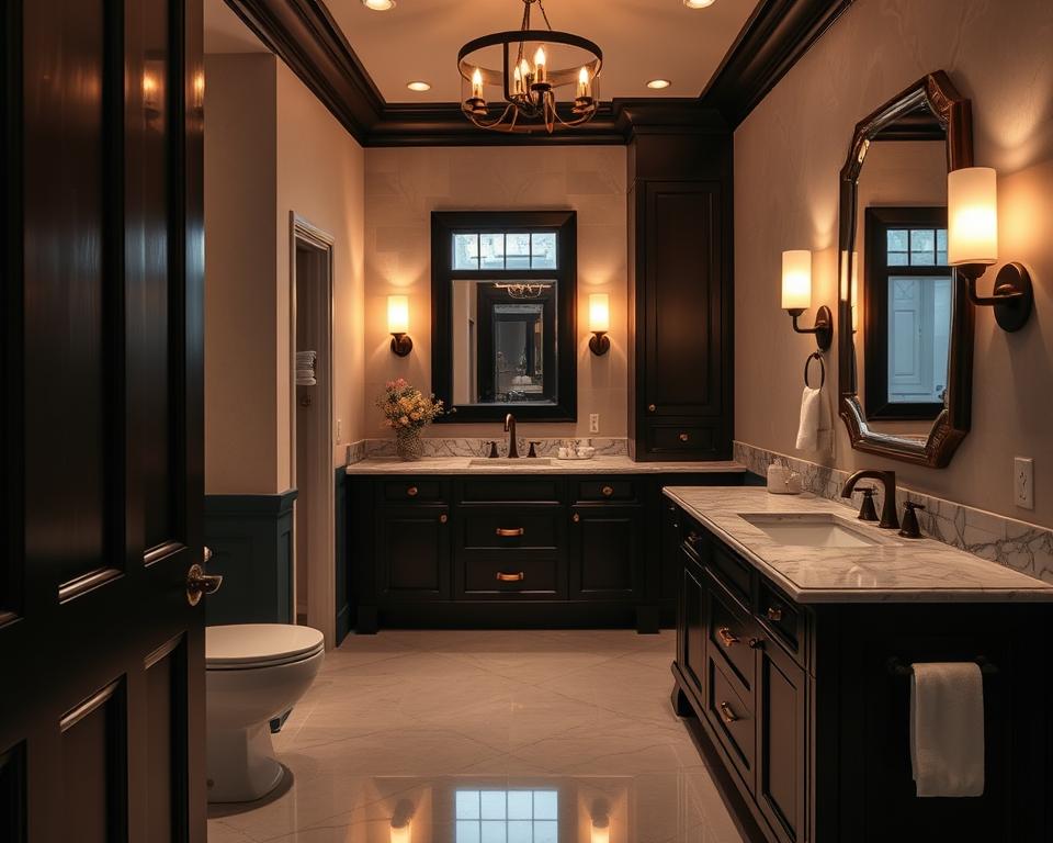 dark cabinet bathroom lighting ideas