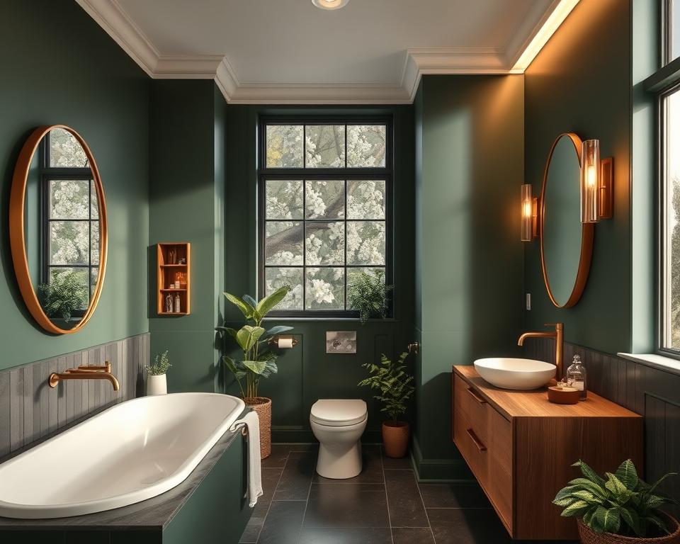 dark green bathroom color schemes